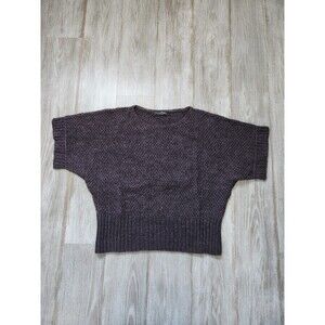 Linea Maglia Wool Alpaca Blnd Sweater Heathered Purple Italy Made Short Sleeve L